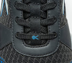 Close-up of the material on the KURU Footwear QUANTUM WIDE Men's Fitness Sneaker in JetBlack-FogGray-ClassicBlue