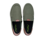 Top view of KURU Footwear PACE Men's Slip-on Shoe in OliveGreen-RichWalnut