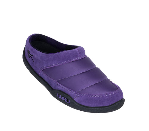 Toe touch view on KURU Footwear DRAFT Women's Slipper in PurplePunch-Black