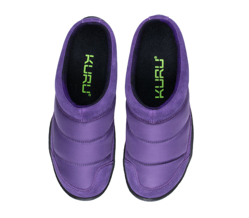 Top view of KURU Footwear DRAFT Women's Slipper in PurplePunch-Black
