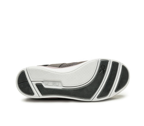 Detail of the sole pattern on the KURU Footwear PIVOT Women's Lace-up Elastic Sneaker in SmokeGray-LavenderThistle