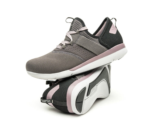 Stacked view of  KURU Footwear PIVOT Women's Lace-up Elastic Sneaker in SmokeGray-LavenderThistle