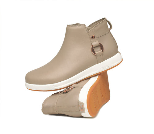 Stacked view of  KURU Footwear TEMPO Women's Ankle Boot in TaupeGray-RoseGold