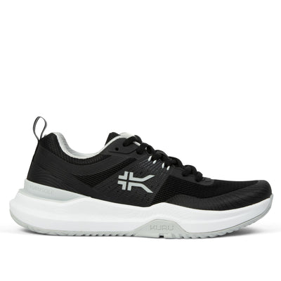 KURU VELOCITY Women's Sneaker in Jet Black-Dove Gray.