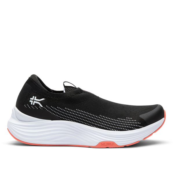 KURU ATOM 2 Slip-On Women's Slip-On Sneaker in Jet Black-Dark Coral.