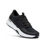 Black and white athletic shoe on a white background