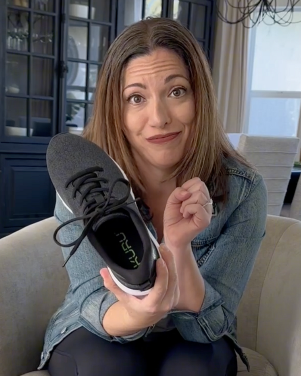 Deena Lang wearing KURU FLEX Via shoes, featured in a customer review.