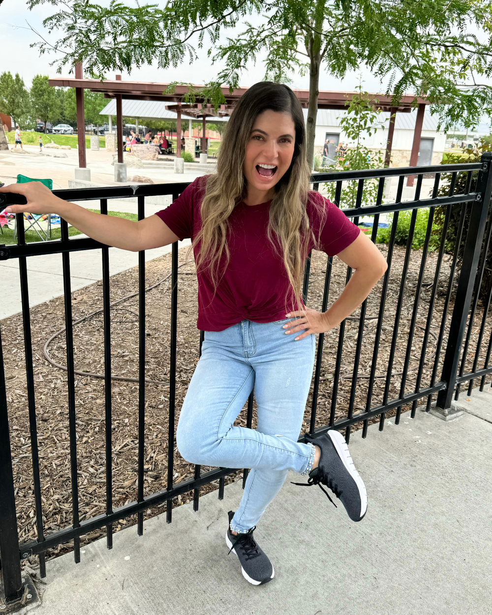 Influencer wearing KURU FLEX Via Women's shoes in a lifestyle setting.