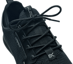Close-up of the laces on the KURU Footwear Women's ATOM Waterproof in Jet Black. 