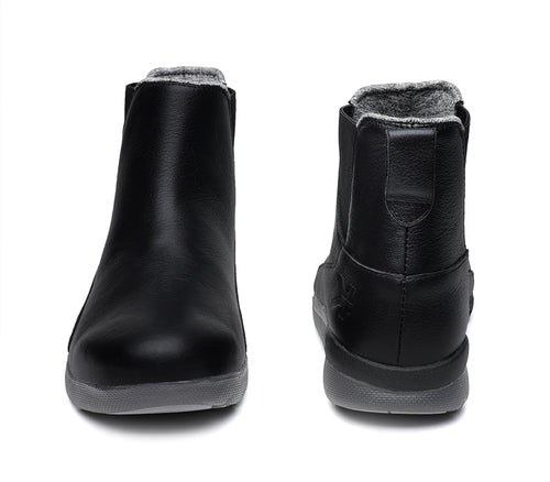 Front and back view on KURU Footwear LUNA Women's Chelsea Boot in JetBlack