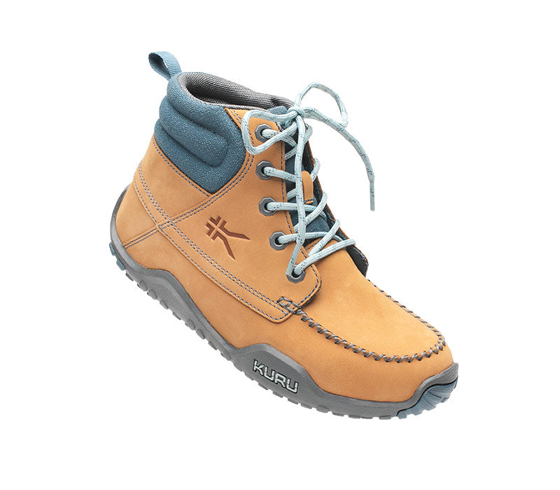 Toe touch view on KURU Footwear QUEST Women's Hiking Boot in GoldenWheat-SlateGray-BlueHaze