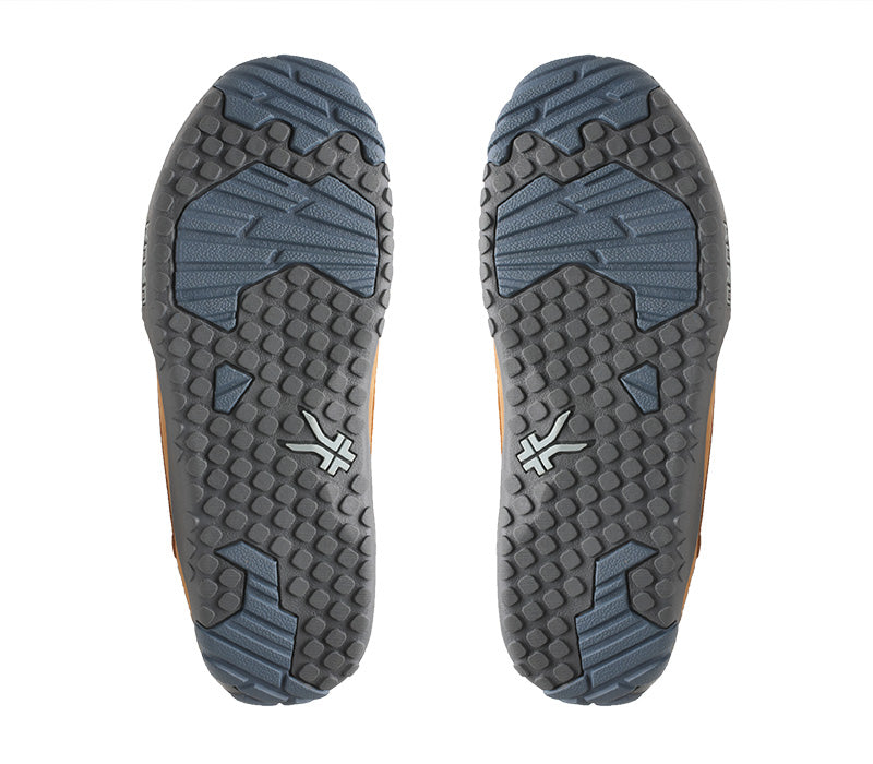 Detail of the sole pattern on the KURU Footwear QUEST Women's Hiking Boot in GoldenWheat-SlateGray-BlueHaze