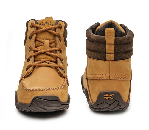 Front and back view on KURU Footwear QUEST Men's Hiking Boot in GoldenWheat-WoodstockBrown