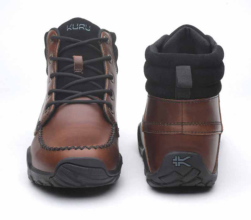 Front and back view on KURU Footwear QUEST Men's Hiking Boot in JavaBrown-JetBlack