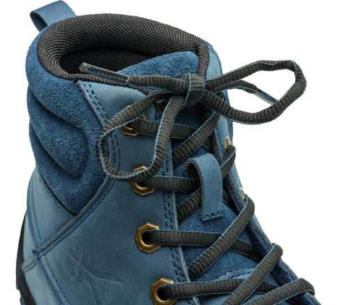 Close-up of the laces on the KURU Footwear QUEST Women's Hiking Boot in MountainBlue-Black