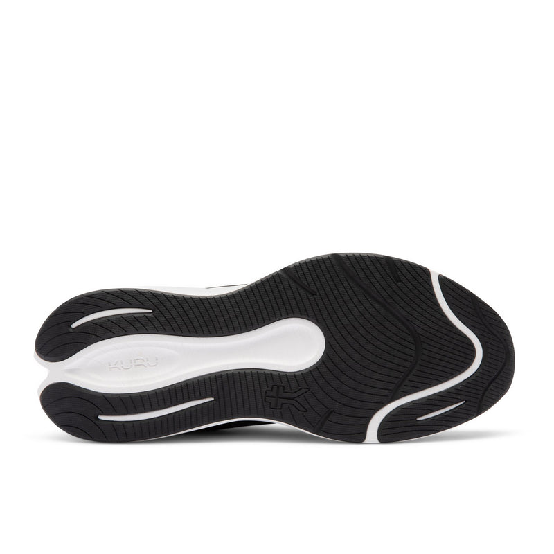 Outsole of the KURU ATOM 2 Men's Athletic Sneaker in Jet Black-Bright White showing KURUSOLE technology.