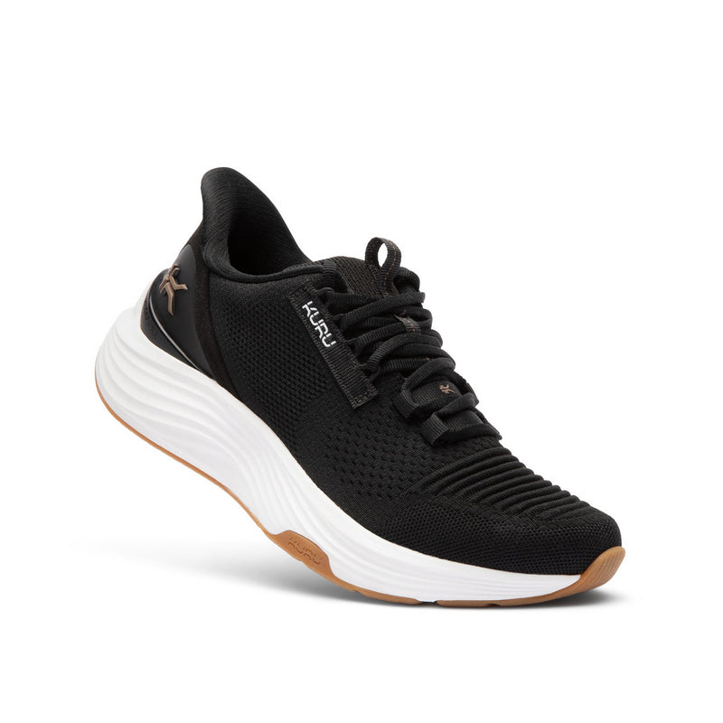 KURU ATOM 2 Men's Athletic Sneaker in Jet Black-Desert Tan, profile view.