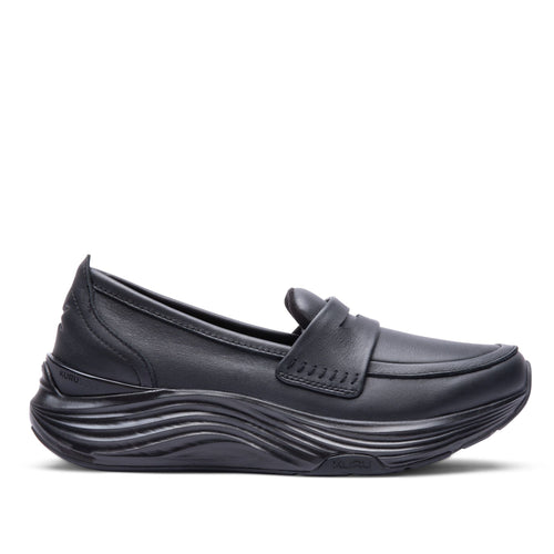 KURU ATOM 2 Vella Women's Loafer in Jet Black, lateral view.