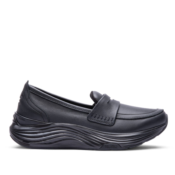KURU ATOM 2 Vella Women's Loafer in Jet Black, lateral view.