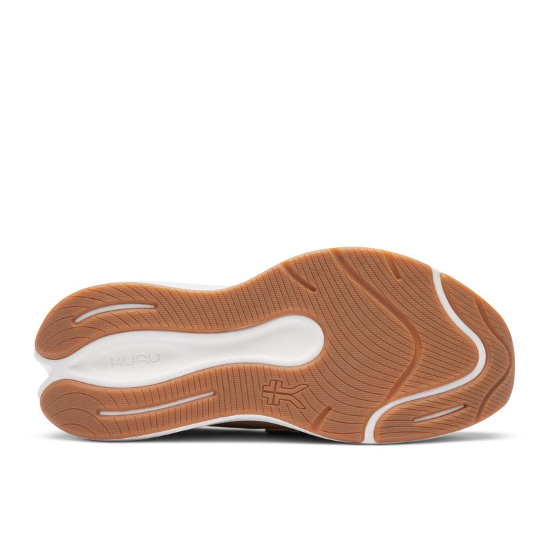 Outsole of the KURU ATOM 2 Vella Women's Loafer in Sand-Ecru showing the gum tread pattern.