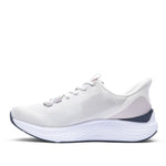 Inner side profile of the KURU ATOM 2 Waterproof Unisex Sneaker in Bone Gray-Lead Gray.