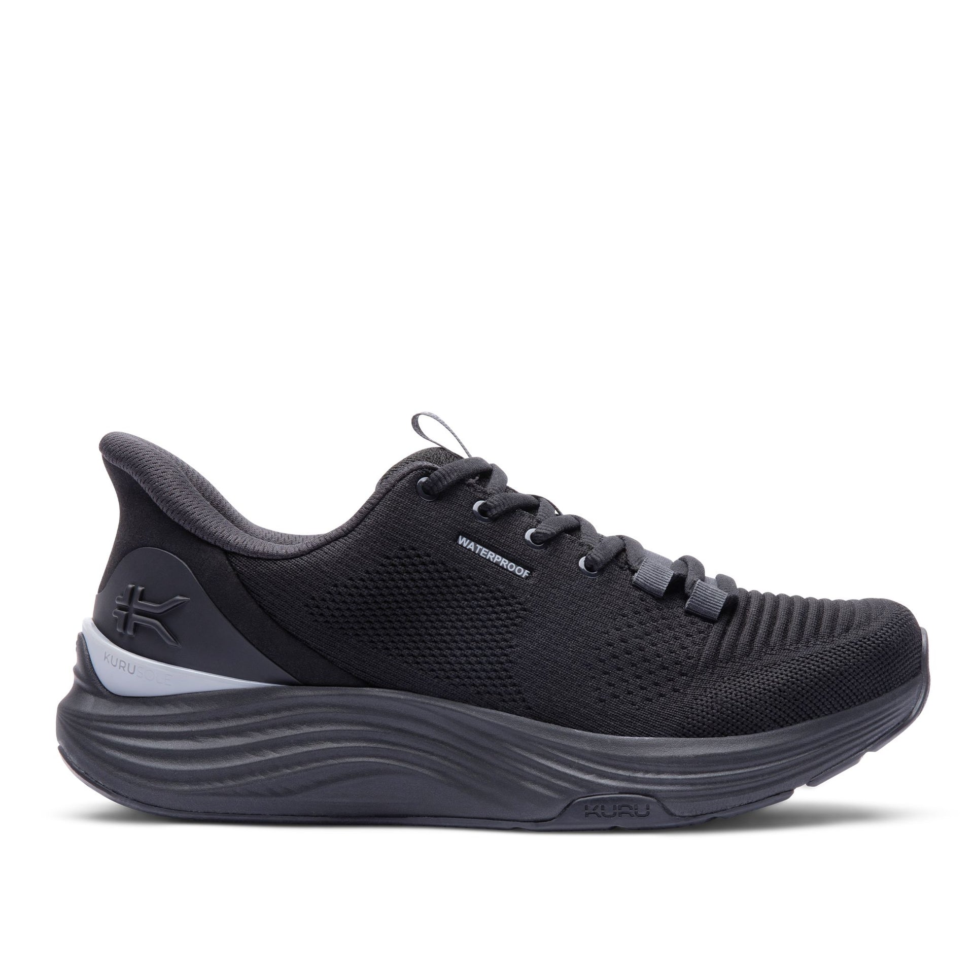 KURU ATOM 2 Waterproof Unisex Sneaker in Jet Black-Lead Gray.