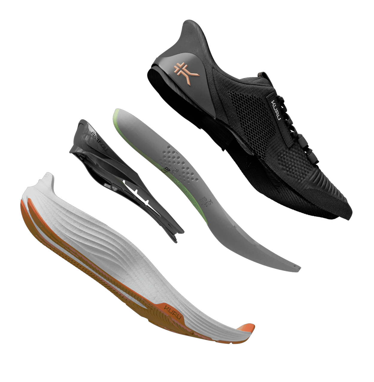 Illustration highlighting the KURUSOLE technology in the KURU ATOM 2 Women's Athletic Sneaker.