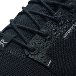 Close-up of the waterproof upper on the KURU ATOM Waterproof Women's Sneaker in Jet Black.