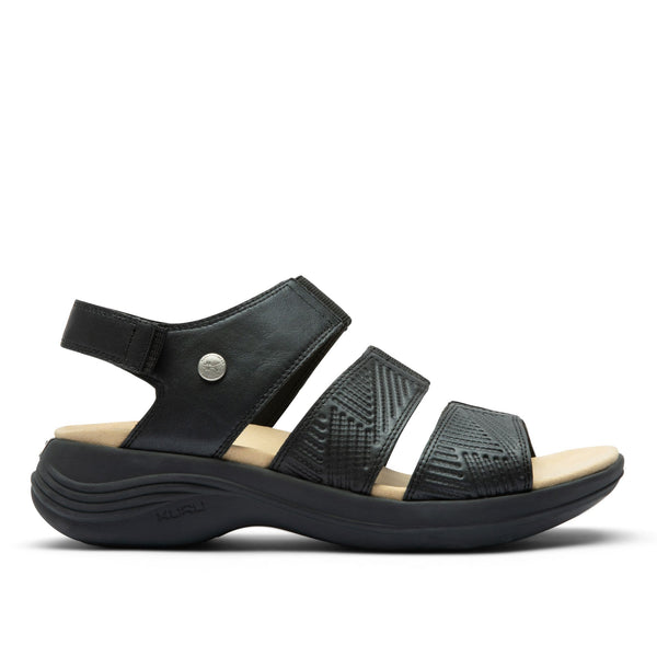 KURU CODA Muse Women's Sandal in Jet Black.