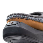 Close-up of the heel on the KURU DRAFT 2 Unisex Slipper in Smoke Gray Chestnut.