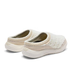 Rear angled view of KURU DRAFT 2 Women's Cozy Clogs in Winter Cream-Ashwood showing the sherpa-lined heel.