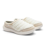 Pair of KURU DRAFT 2 Women's Cozy Clogs in Winter Cream-Ashwood, lateral view.