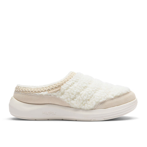KURU DRAFT 2 Women's Cozy Clog in Winter Cream-Ashwood, lateral view.