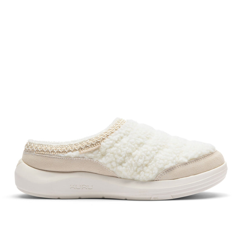 KURU DRAFT 2 Women's Cozy Clog in Winter Cream-Ashwood, lateral view.
