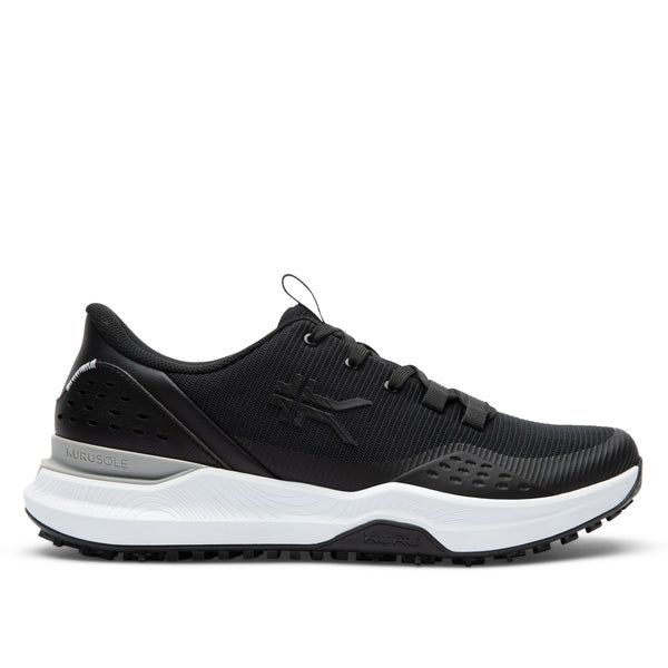 KURU DRIVE Unisex Golf Sneaker in Jet Black-Bright White.