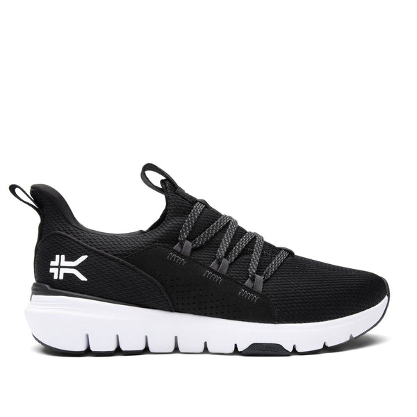 KURU FLEX Slip-On Men's Athletic Sneaker in Jet Black-Bright White.