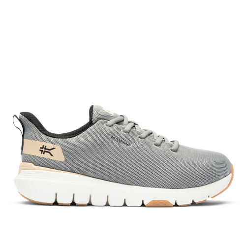 KURU FLEX Via Waterproof Unisex Sneaker in Pewter Gray-Salt White.