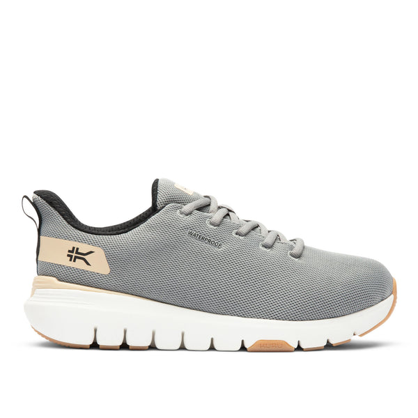KURU FLEX Via Waterproof Unisex Sneaker in Pewter Gray-Salt White.