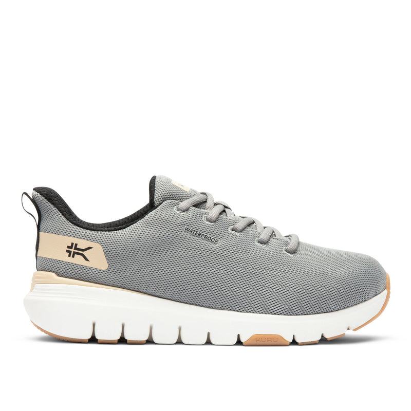 KURU FLEX Via Waterproof Unisex Sneaker in Pewter Gray-Salt White.