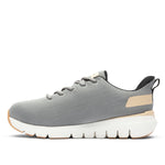 Inner side profile of the KURU FLEX Via Waterproof Unisex Sneaker in Pewter Gray-Salt White.
