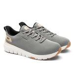 Angled side profile of the KURU FLEX Via Waterproof Unisex Sneaker in Pewter Gray-Salt White.
