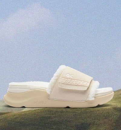 KURU MOMENT Women's Cozy Slide in Ashwood-Winter Cream.