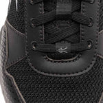 Close-up of the laces and upper on the KURU QUANTUM 2 Wide Men's Fitness Sneaker in Jet Black-Slate Gray.