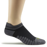 KURU SPARC 2.0 Unisex Ankle Sock in Black, lateral view with cushioned footbed and ribbed arch support.