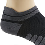 Close-up of the cushioned knit zones on the KURU SPARC 2.0 Unisex Ankle Sock in Black.