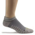 KURU SPARC 2.0 Unisex Ankle Sock in Gray, lateral view with cushioned footbed and ribbed arch support.