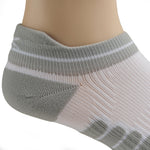 Close-up of the cushioned knit zones on the KURU SPARC 2.0 Unisex Ankle Sock in White.