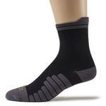 KURU SPARC 2.0 Unisex Crew Sock in Black, medial view with cushioned footbed and ribbed arch support.