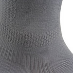 Close-up of the ribbed knit fabric on the KURU SPARC 2.0 Unisex Crew Sock in Gray.