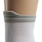 Close-up of the heel and ribbed cuff on the KURU SPARC 2.0 Unisex Crew Sock in Gray.